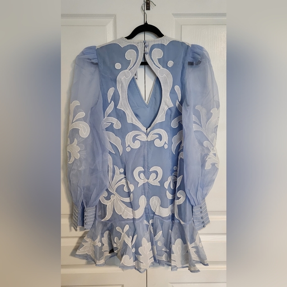 Karen Millen Applique Organdie Buttoned Woven Mini Dress - Picture 5 of 9